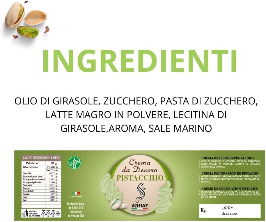 Crema spalmabile al pistacchio da 1 Kg ( Gluten Free )